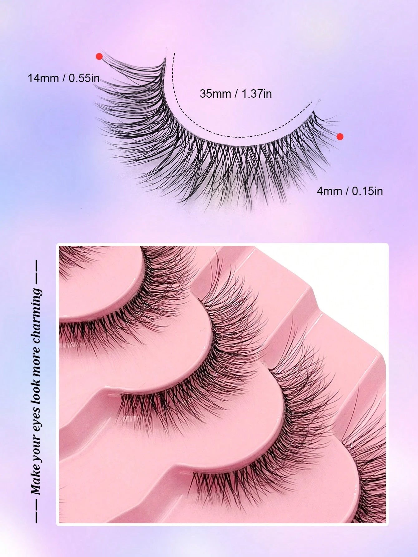Asiteo 7 Pairs Look False Eyelashes, Soft Transparent Band, Short Lightweight Faux Mink Lashes, Create Makeup Look, Suitable For Daily Makeup, Suitable For Beginners, Aesthetic
