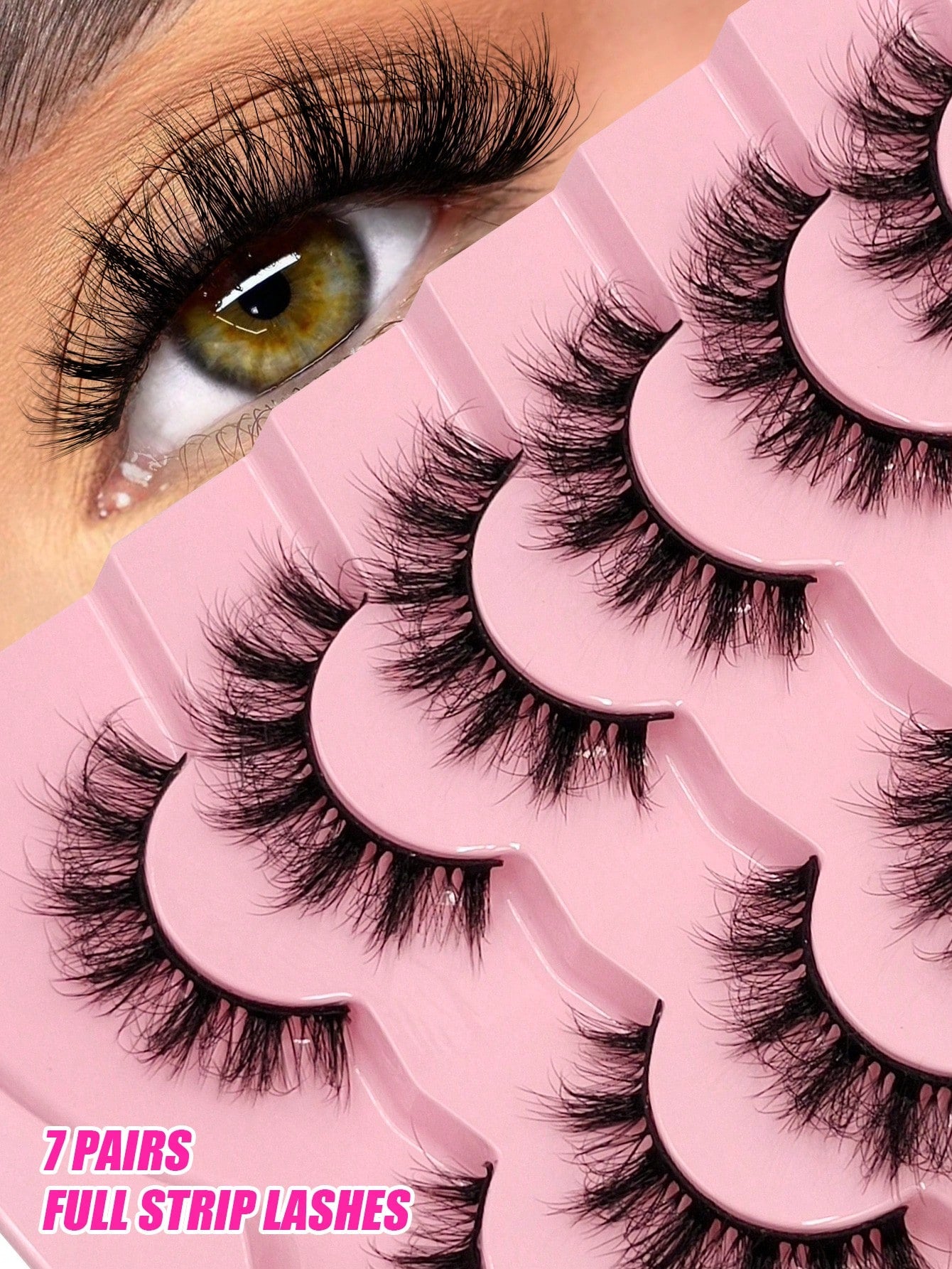 Asiteo 7 Pairs Luxurious Fluffy Faux Mink False Eyelashes- Natural Cross Style Lashes, Thick Volume For A Dramatic Look- Soft, Lightweight & Reusable Strip Lashes, Lashes, Eyelashes, Fake Lashes