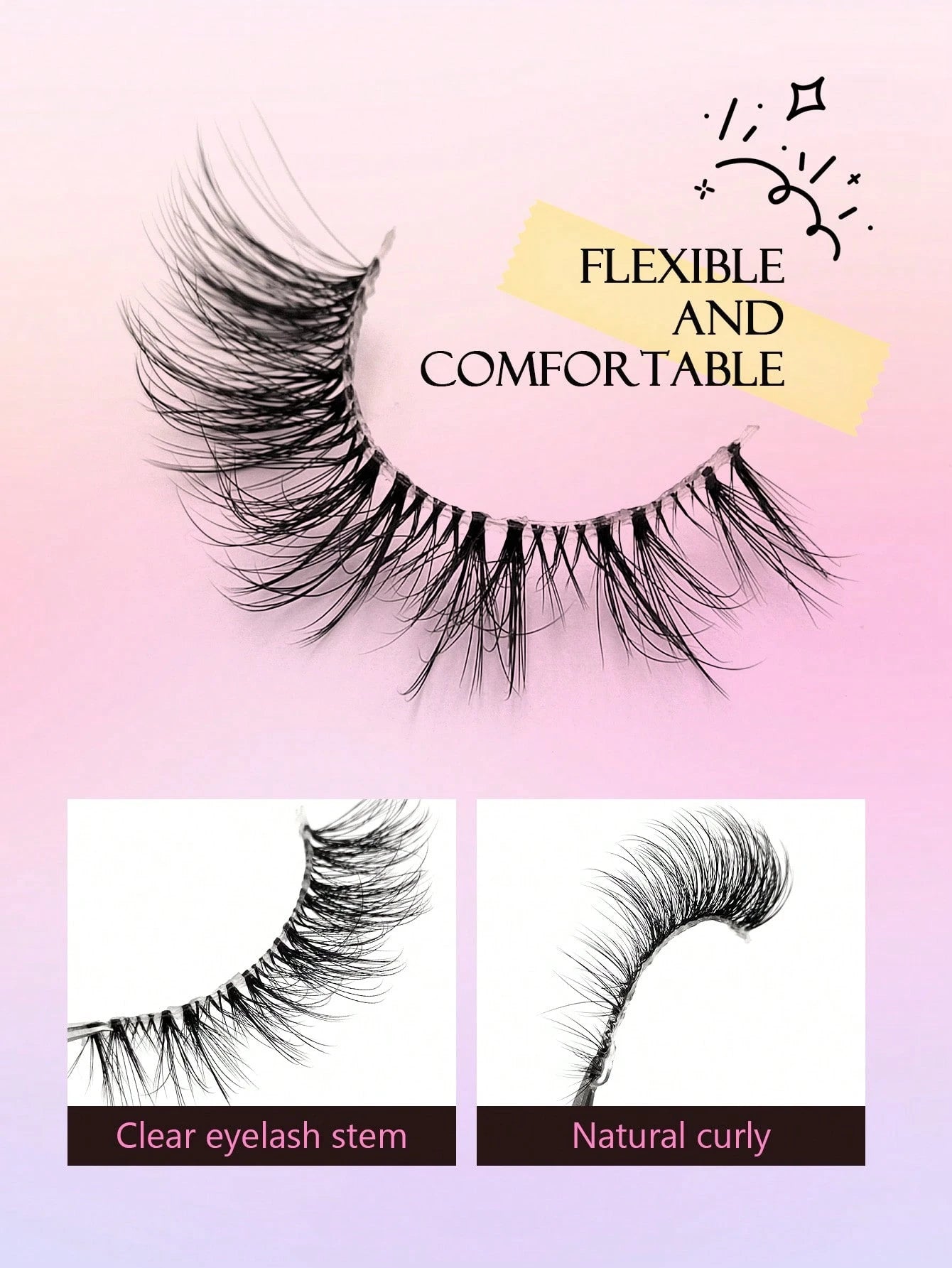 Asiteo 7 Pairs Natural Soft False Eyelashes, Fashionable Transparent Criss-Cross Design, Suitable For Daily Wear, Dates And Holidays