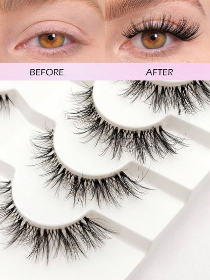 Asiteo 7 Pairs Natural Soft False Eyelashes, Fashionable Transparent Criss-Cross Design, Suitable For Daily Wear, Dates And Holidays