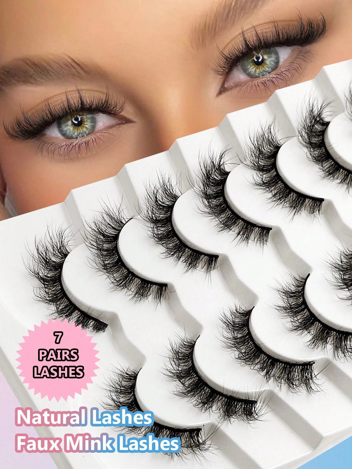 Asiteo 7 Pairs Natural Soft False Eyelashes, Fashionable Transparent Criss-Cross Design, Suitable For Daily Wear, Dates And Holidays