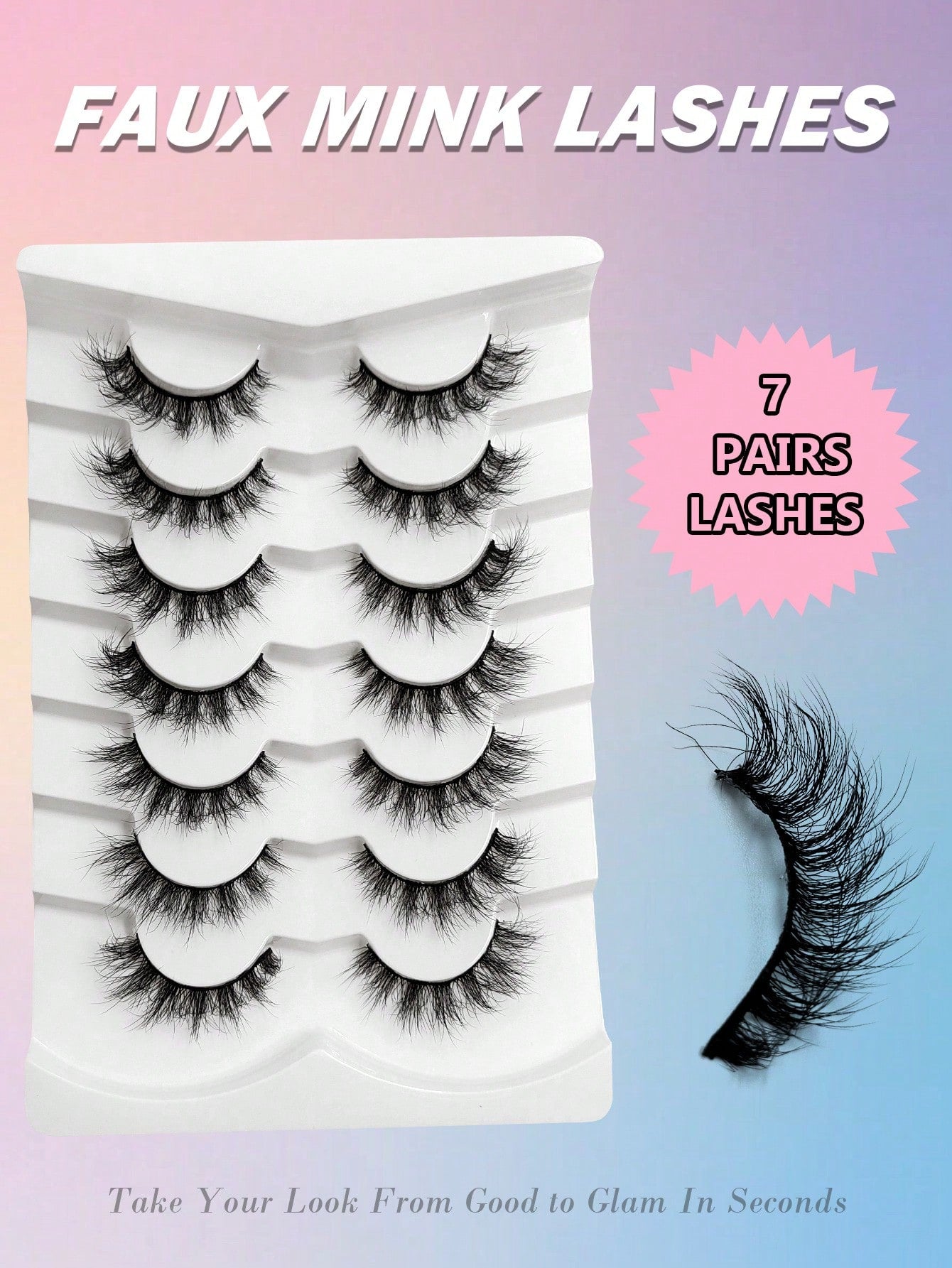 Asiteo 7 Pairs Natural Soft False Eyelashes, Fashionable Transparent Criss-Cross Design, Suitable For Daily Wear, Dates And Holidays
