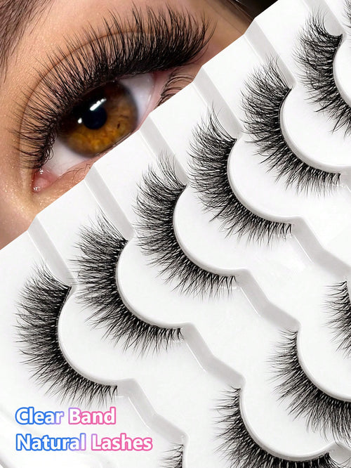 Asiteo 7 Pairs Transparent Delicate Natural False Eyelashes- Reusable, Lightweight & Comfortable, Create Charming Eye Makeup- Perfect For Daily Wear, Eyelash Strips, Eyelashes, False Eyelashes, Aest