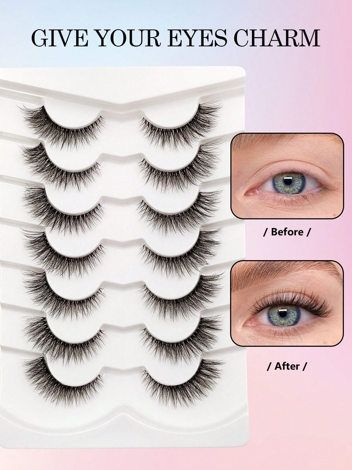 Asiteo 7 Pairs Transparent Delicate Natural False Eyelashes- Reusable, Lightweight & Comfortable, Create Charming Eye Makeup- Perfect For Daily Wear, Eyelash Strips, Eyelashes, False Eyelashes, Aest
