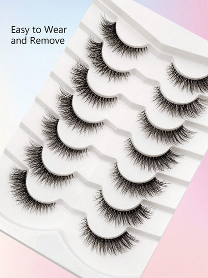 Asiteo 7 Pairs Transparent Delicate Natural False Eyelashes- Reusable, Lightweight & Comfortable, Create Charming Eye Makeup- Perfect For Daily Wear, Eyelash Strips, Eyelashes, False Eyelashes, Aest