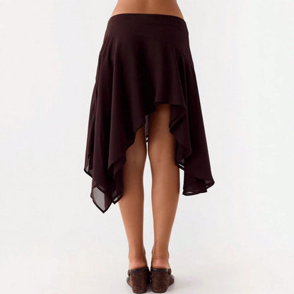 Asymmetrical Chiffon Midi Skirts, Floral/Animal Print Flowy Handkerchief Hem Skirts, Casual Summer Beach Cover Up