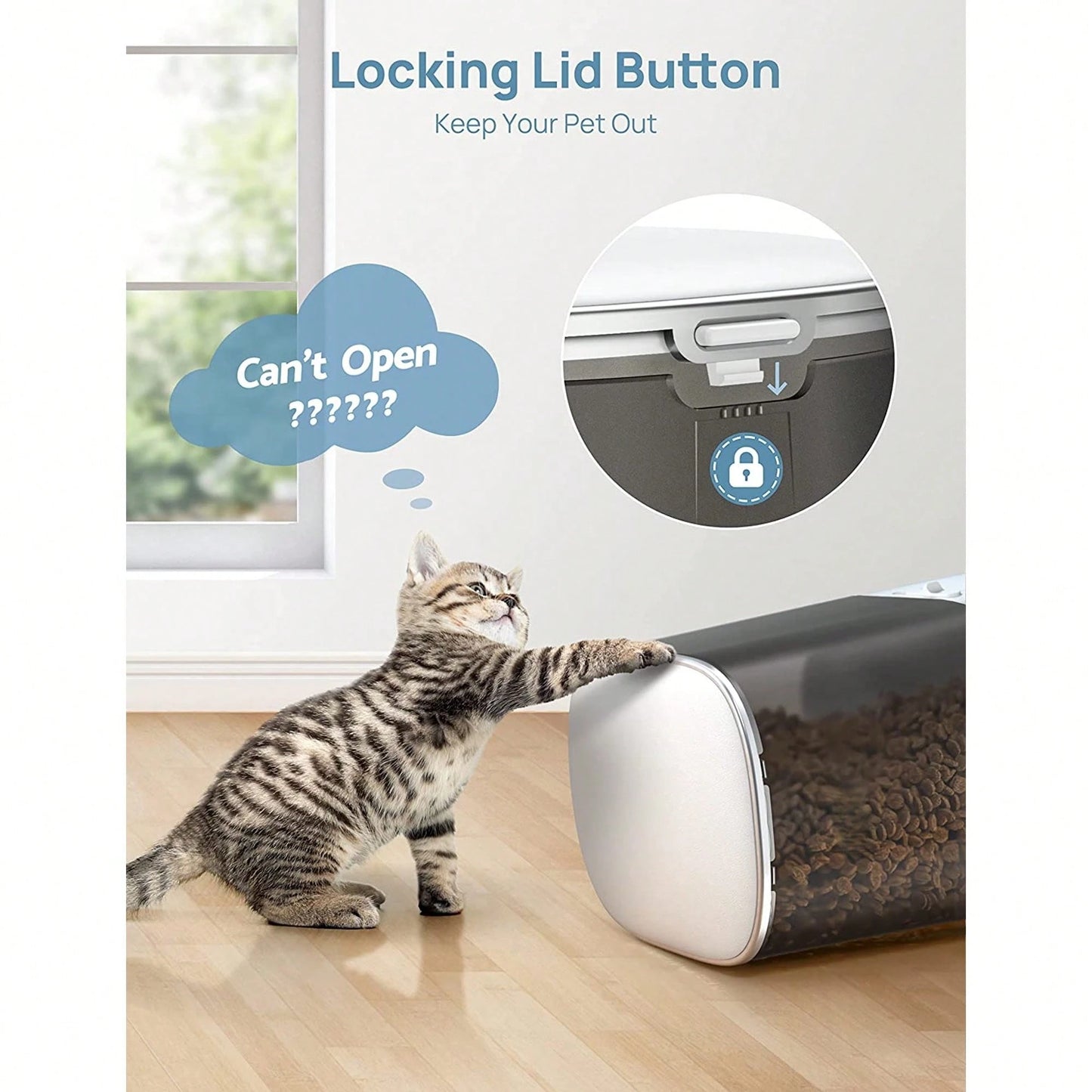 Automatic Cat Feeder, 5L/21Cups Timed Pet Food Dispenser With Double Bowls, 48 Portions, 6 Daily Meals, Memory Function, 10s Meal Call For Cats & Small Dogs