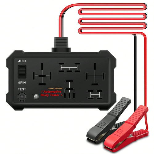 Automotive Relay Tester- 4 & 5 Pin 12V/24V Auto Diagnostic Tool, Small Handheld DIY Car Tester With Battery Clips, Relay Testing Kit, Electrical Systems Tool