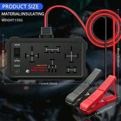 Automotive Relay Tester- 4 & 5 Pin 12V/24V Auto Diagnostic Tool, Small Handheld DIY Car Tester With Battery Clips, Relay Testing Kit, Electrical Systems Tool