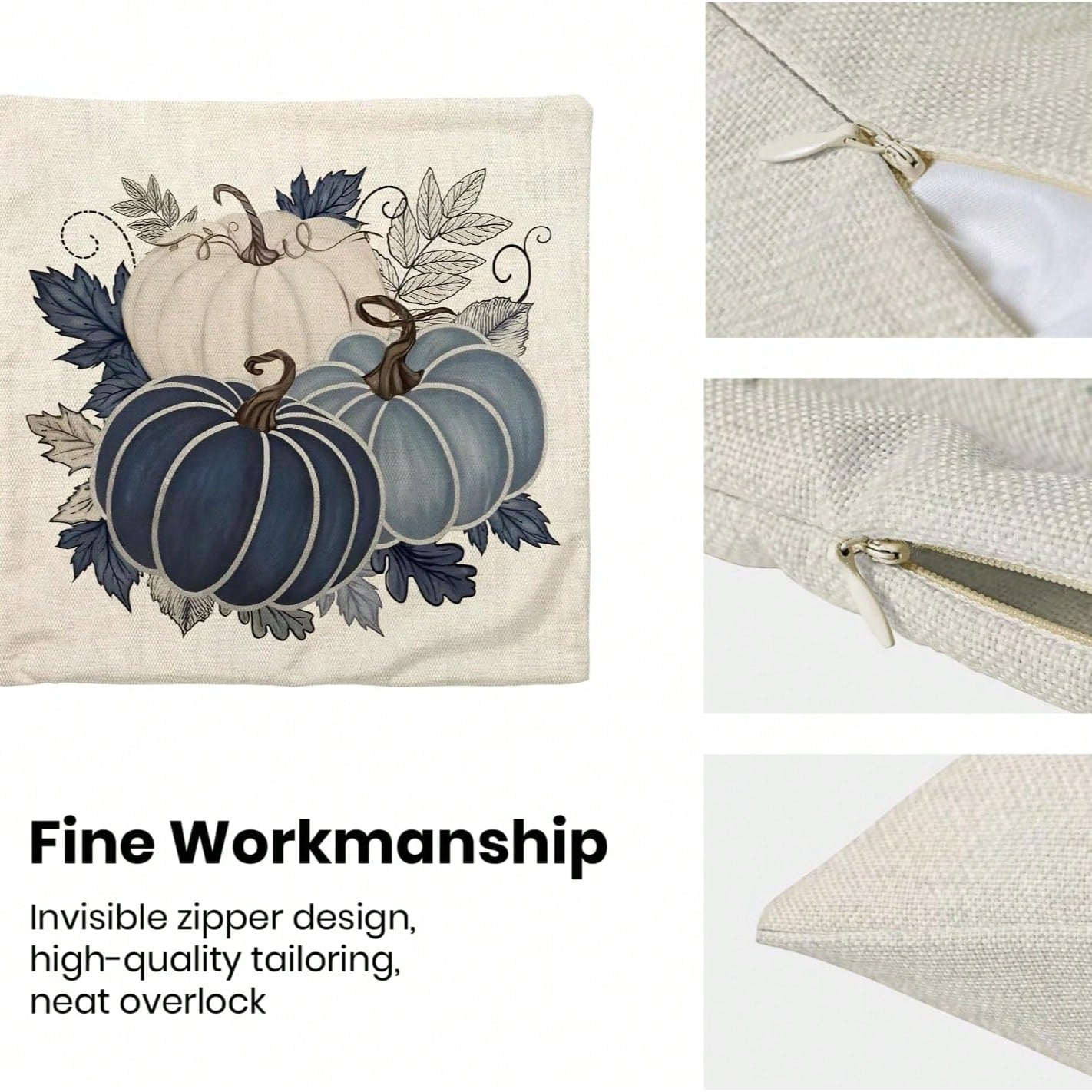Autumn Pillow Covers 45 X 45cm 2pcs Set Blue Pumpkin Leaf Throw Pillow Covers Harvest Thanksgiving Autumn Pillow Covers Outdoor Living Room Bedroom Linen Square Cushion