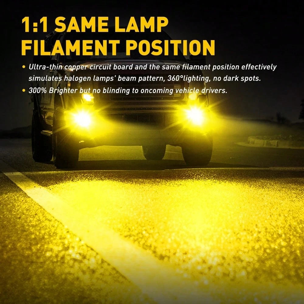 AUXITO 9006 HB4 LED Fog Light Bulbs 3000K Amber Yellow 4000 LM High Brightness