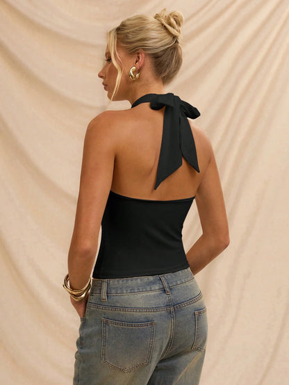 Avantive Women's Black And Gold Halter Top,Summer Seksi Chic Party Night Tube Top, Y2k Bodycon Birthday Halloween Costumes Club Cocktail Vintage