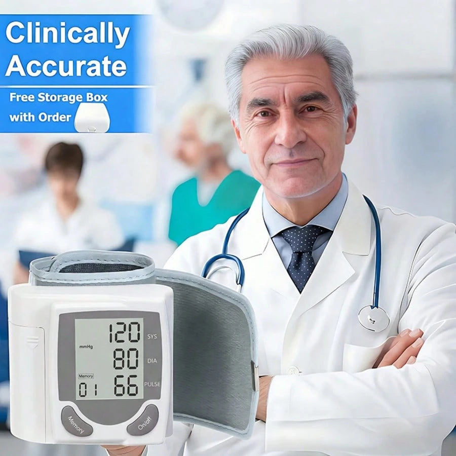AVXLRQ Wrist Digital Blood Pressure Monitor With Large LCD Screen-Including Hypertension Detector, Heart Rate And Pulse Measurement, Memory Function And Battery Power Supply (Excluding Battery)