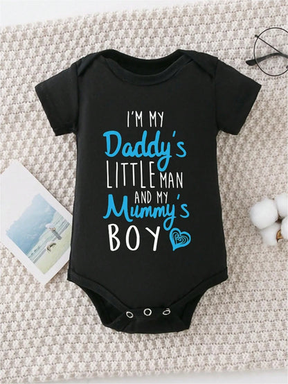 AYJK7 I'M MY DADDY'S LITTLE MEN AND MY MUMMY'S BOY Print Funny Newborn Clothes 100% Cotton Triangle Jumpsuit, Casual Comfortable Short Sleeve Baby Romper
﻿