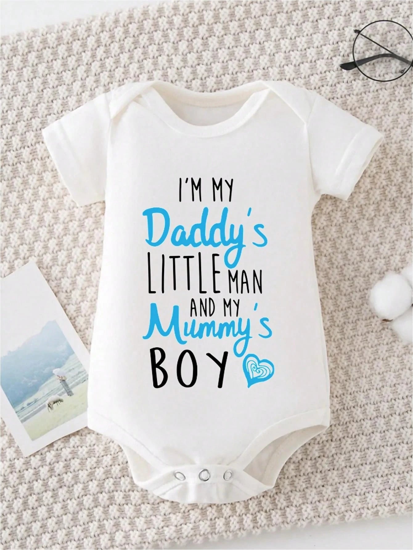 AYJK7 I'M MY DADDY'S LITTLE MEN AND MY MUMMY'S BOY Print Funny Newborn Clothes 100% Cotton Triangle Jumpsuit, Casual Comfortable Short Sleeve Baby Romper
﻿