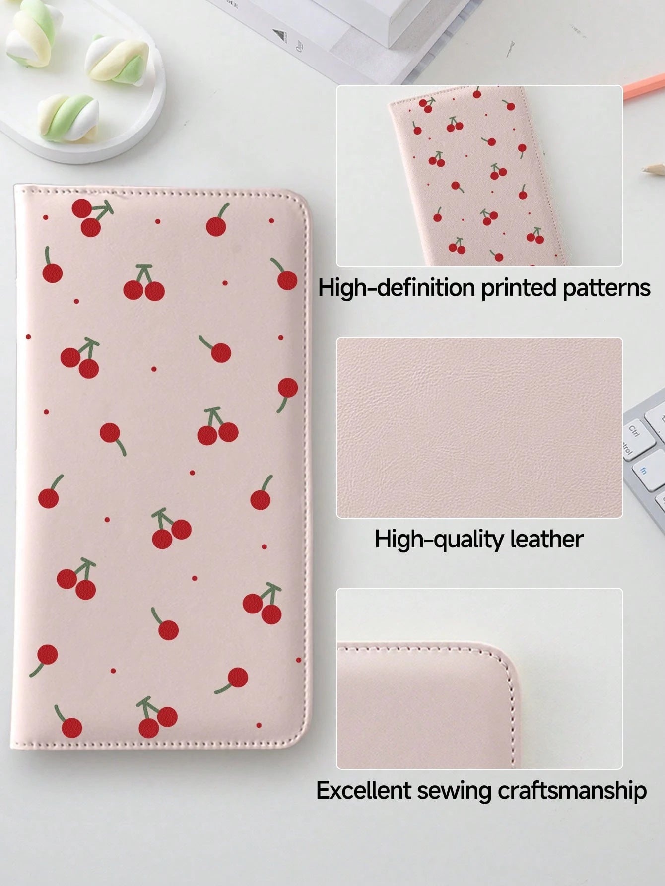 Ayotu Cherry & Bow Polka Dot Pattern Vehicle Registration & Insurance Card Holder- Car Glove Box Organizer, Suitable For Storing Important Documents, Driver's License, Passport, Cards, Auto Accessori