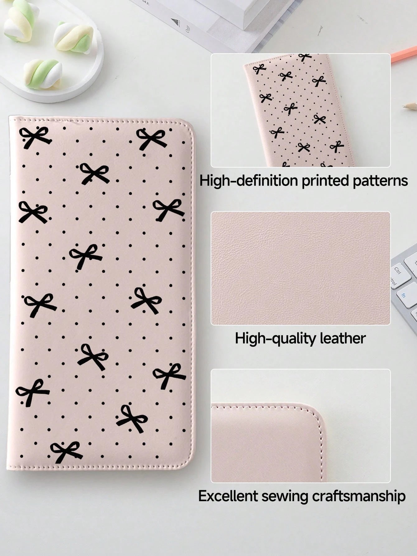Ayotu Cherry & Bow Polka Dot Pattern Vehicle Registration & Insurance Card Holder- Car Glove Box Organizer, Suitable For Storing Important Documents, Driver's License, Passport, Cards, Auto Accessori