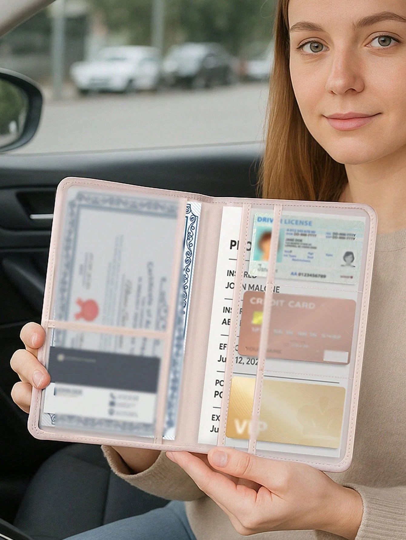 Ayotu Cherry & Bow Polka Dot Pattern Vehicle Registration & Insurance Card Holder- Car Glove Box Organizer, Suitable For Storing Important Documents, Driver's License, Passport, Cards, Auto Accessori