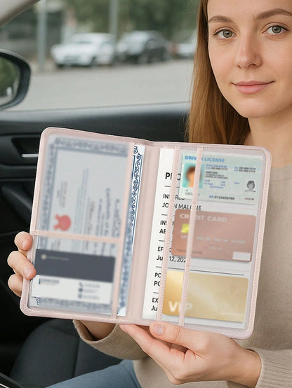 Ayotu Cherry & Bow Polka Dot Pattern Vehicle Registration & Insurance Card Holder- Car Glove Box Organizer, Suitable For Storing Important Documents, Driver's License, Passport, Cards, Auto Accessori