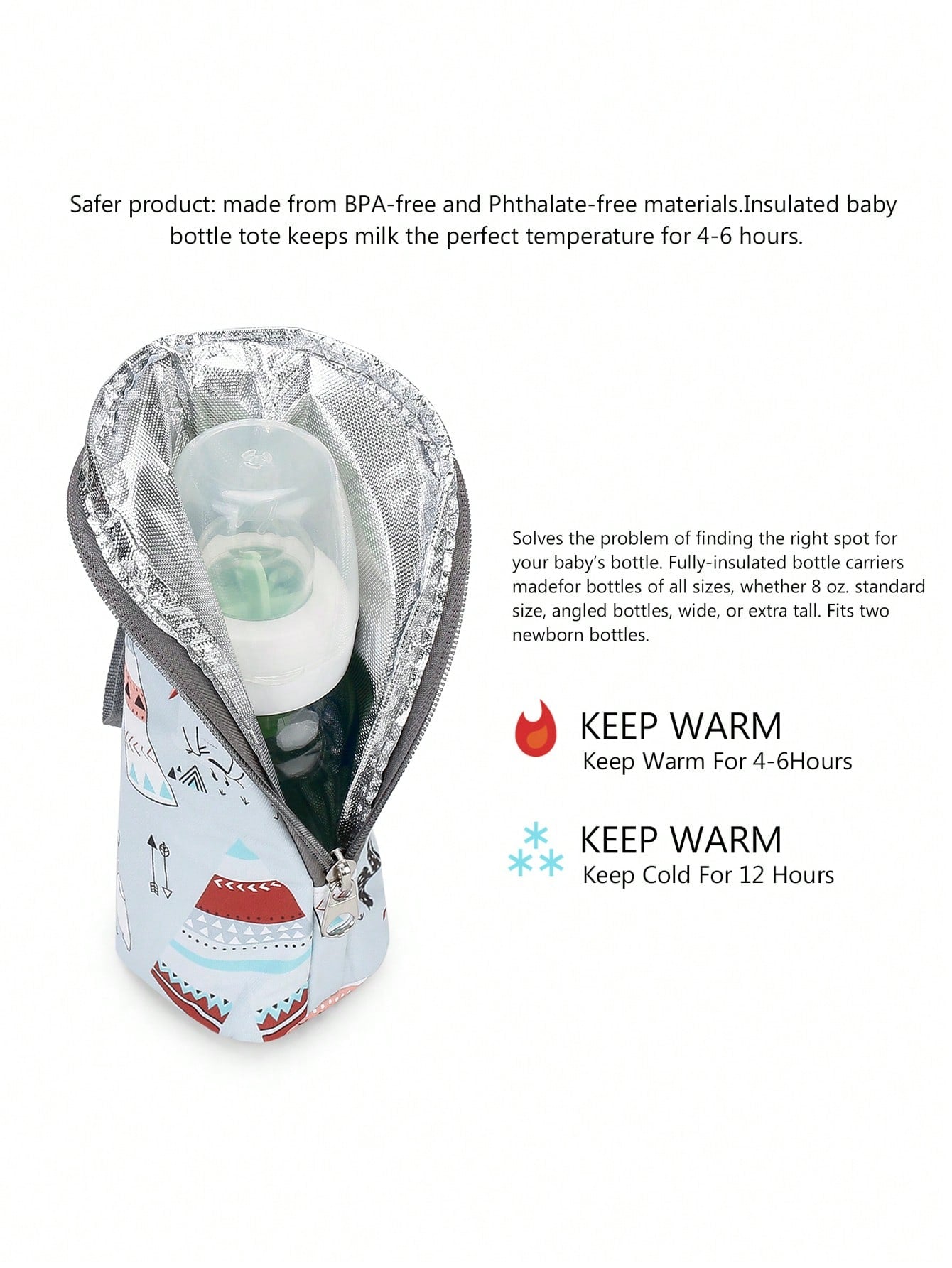 Baby Bottle Thermal Bag, Insulated Travel Carrier For Infants