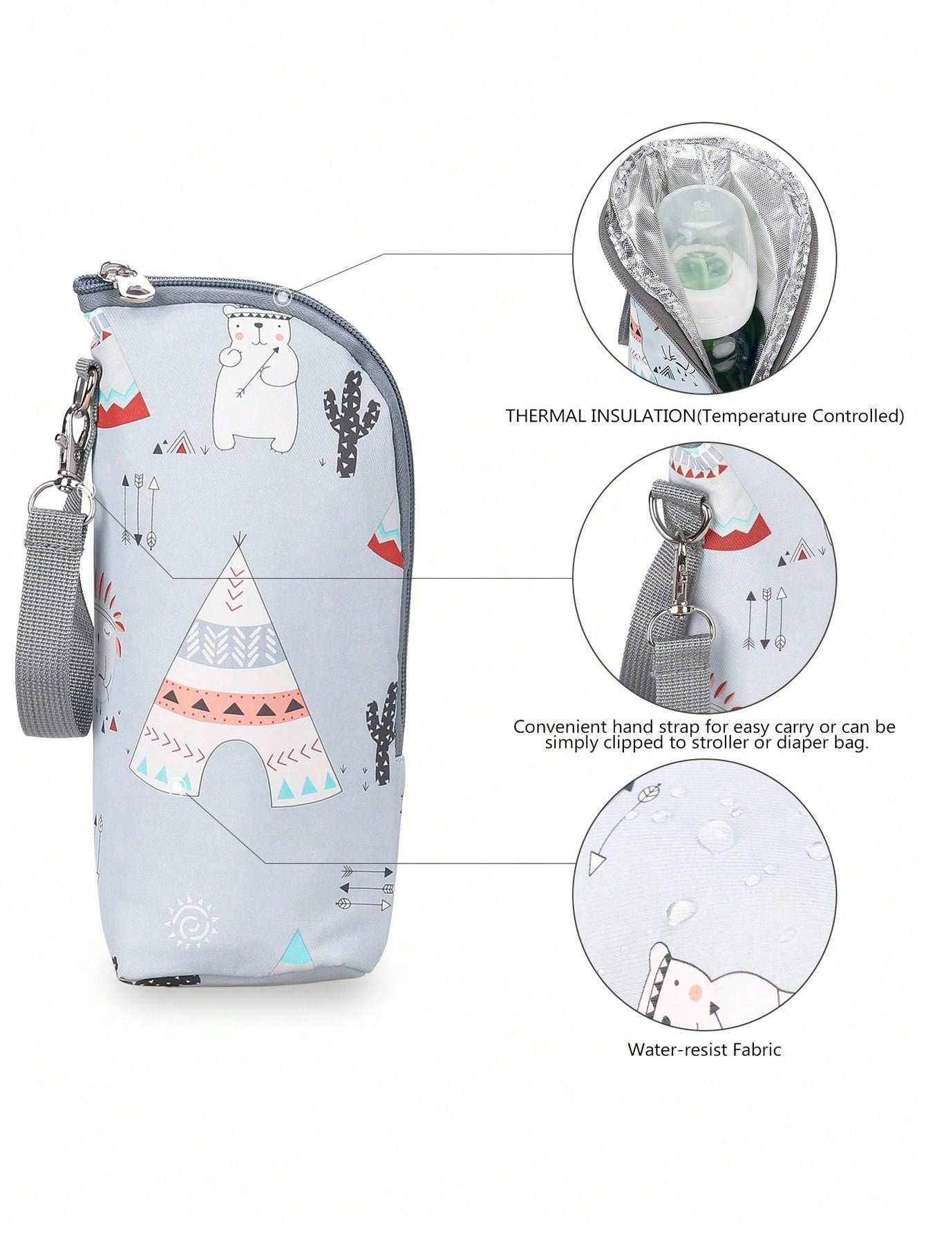 Baby Bottle Thermal Bag, Insulated Travel Carrier For Infants