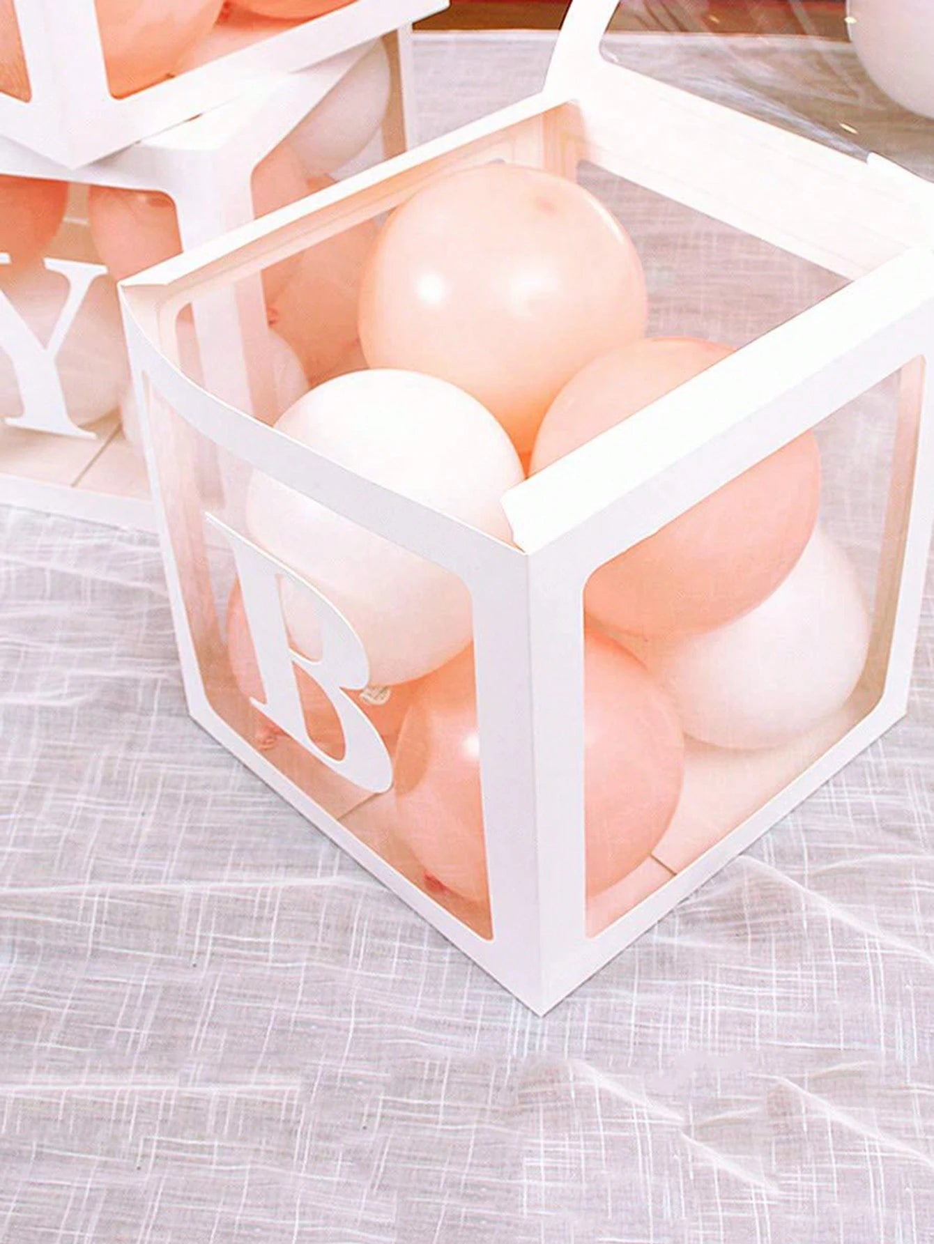 Baby Boxes With Letters For Baby Shower, Baby Shower Decorations For Boys Or Girls, Transparent Balloon Boxes Clear Blocks For Birthday Party, Bridal Shower, Gender Reveal(White)