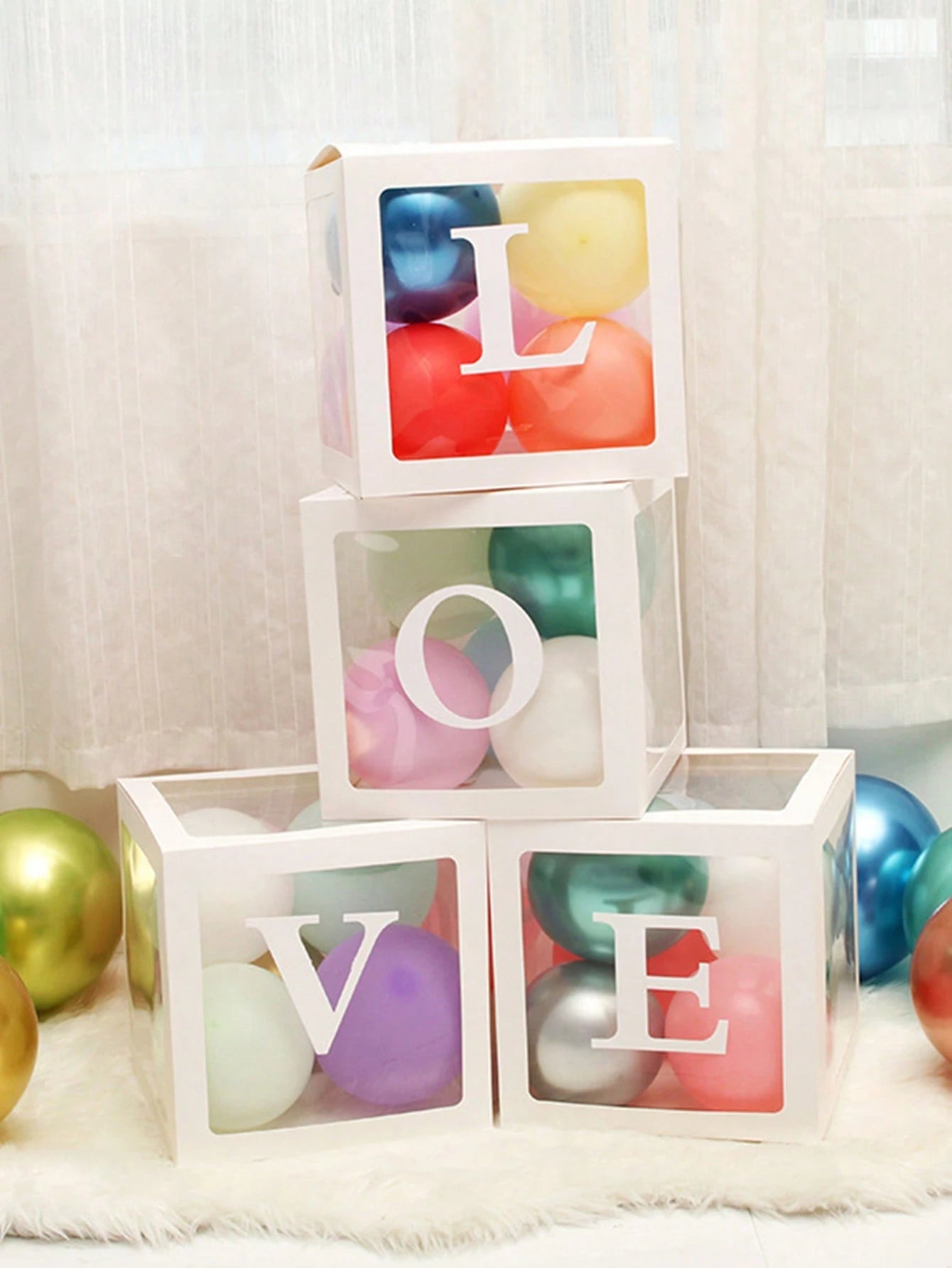 Baby Boxes With Letters For Baby Shower, Baby Shower Decorations For Boys Or Girls, Transparent Balloon Boxes Clear Blocks For Birthday Party, Bridal Shower, Gender Reveal(White)