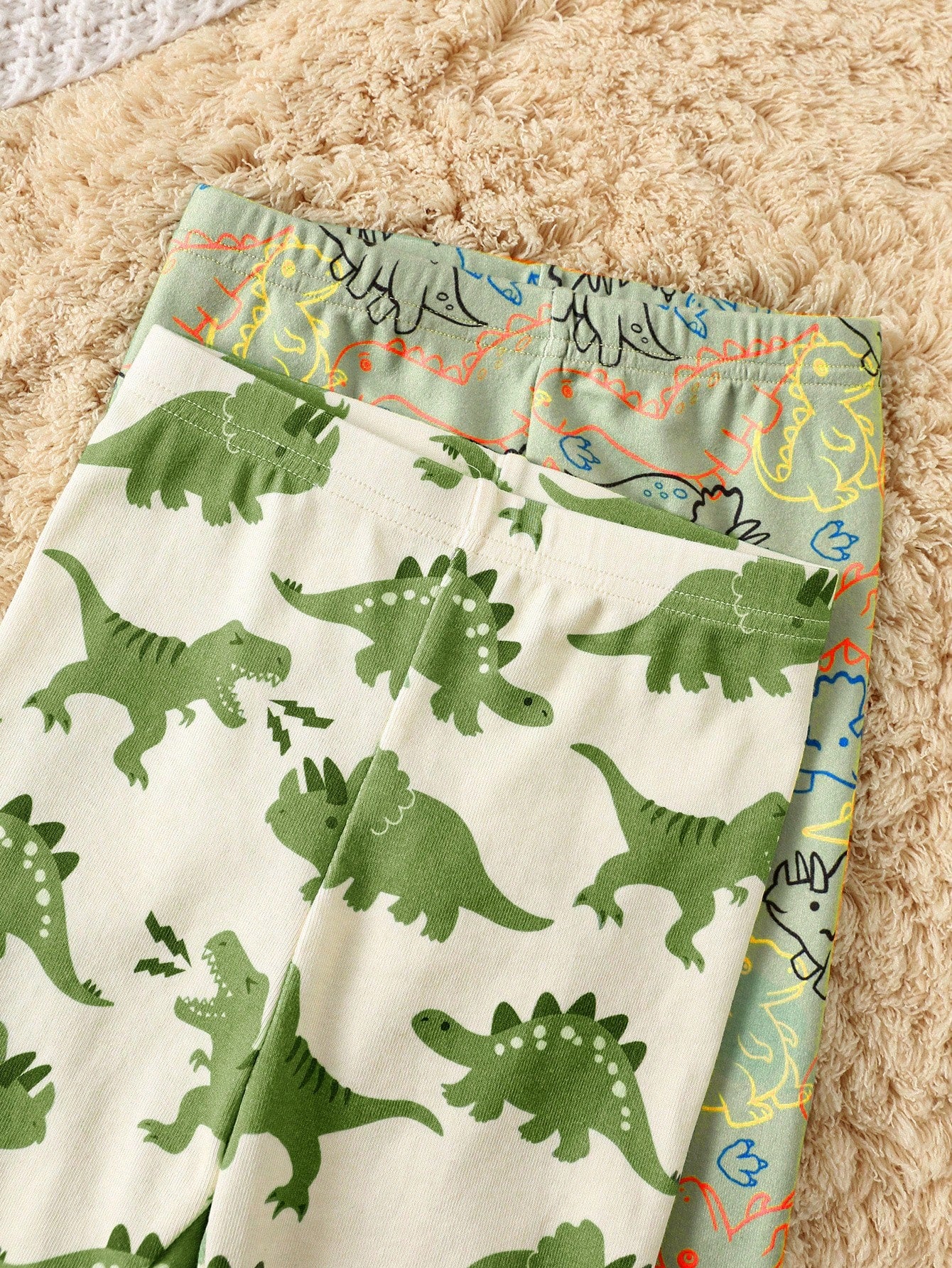 Baby Boy Baby Girl Toddler Boy Fall And Winter Clothes, Pajamas, 4pcs/Set Knitted Soft Cute Dinosaur Pattern Crew Neck Long Sleeve Top And Long Pants Tight Home Wear Set Two Pieces Pajamas, Suit
