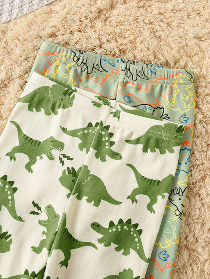 Baby Boy Baby Girl Toddler Boy Fall And Winter Clothes, Pajamas, 4pcs/Set Knitted Soft Cute Dinosaur Pattern Crew Neck Long Sleeve Top And Long Pants Tight Home Wear Set Two Pieces Pajamas, Suit