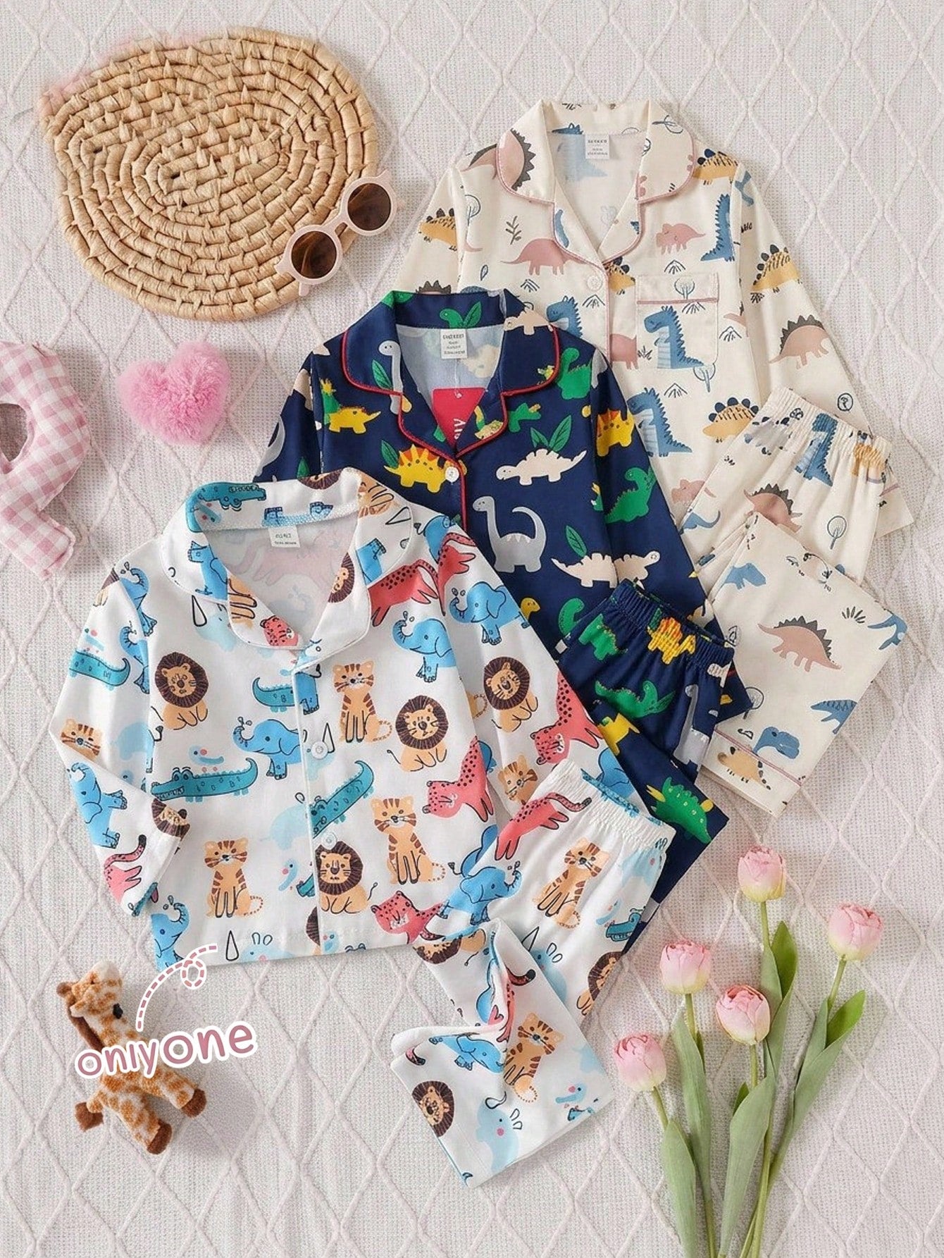 Baby Boy Cartoon Cute Animal Print Comfortable Long Sleeve Long Pants Cardigan Flame Retardant 2 Pieces Set Loungewear