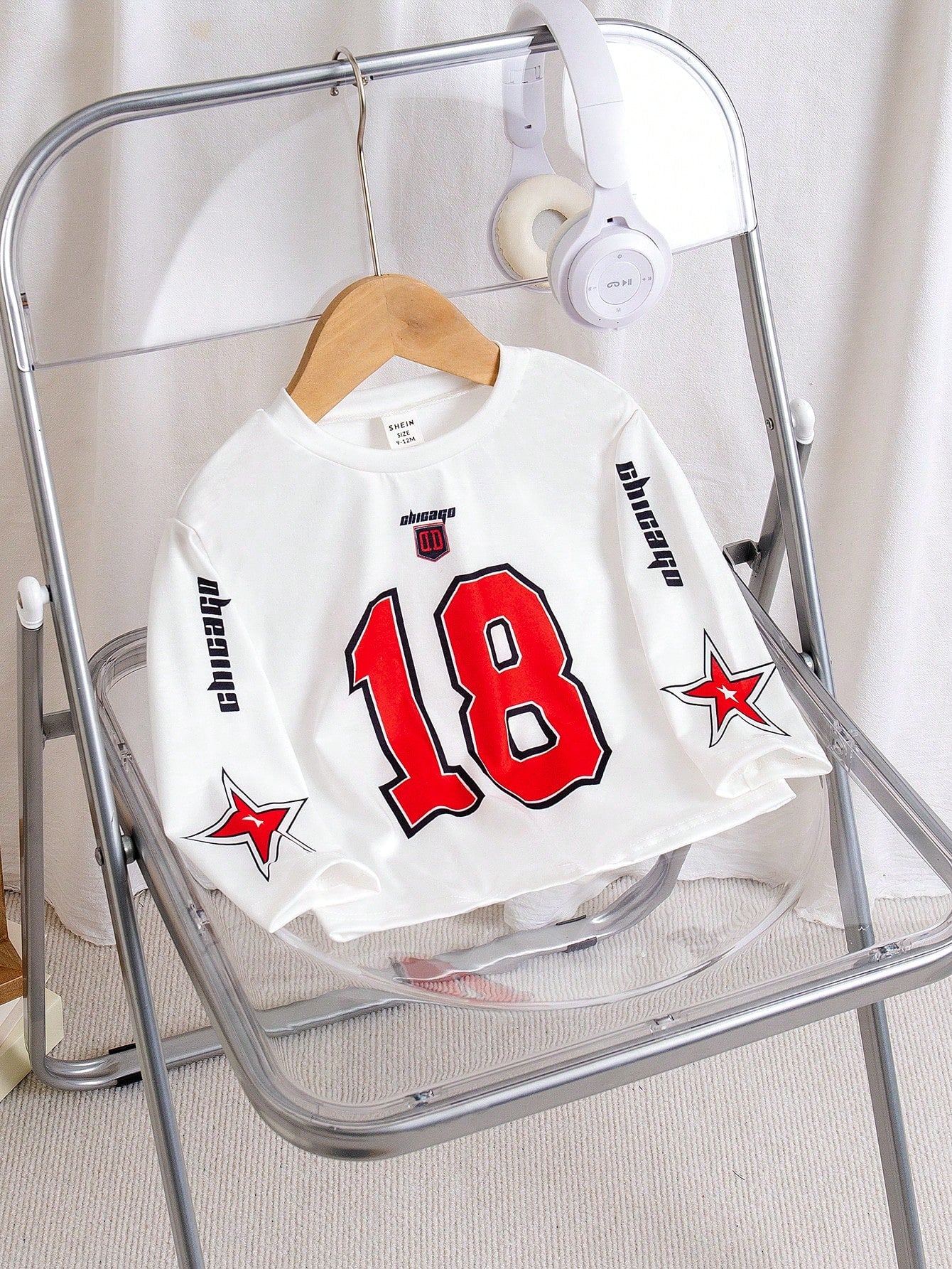 Baby Boy Casual Daily American Sport Street Style Number Print Round Neck Long Sleeve Top