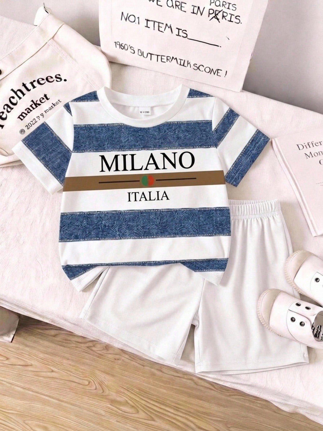 Baby Boy Casual Minimalist T-Shirt & Shorts Set, Suitable For Summer
