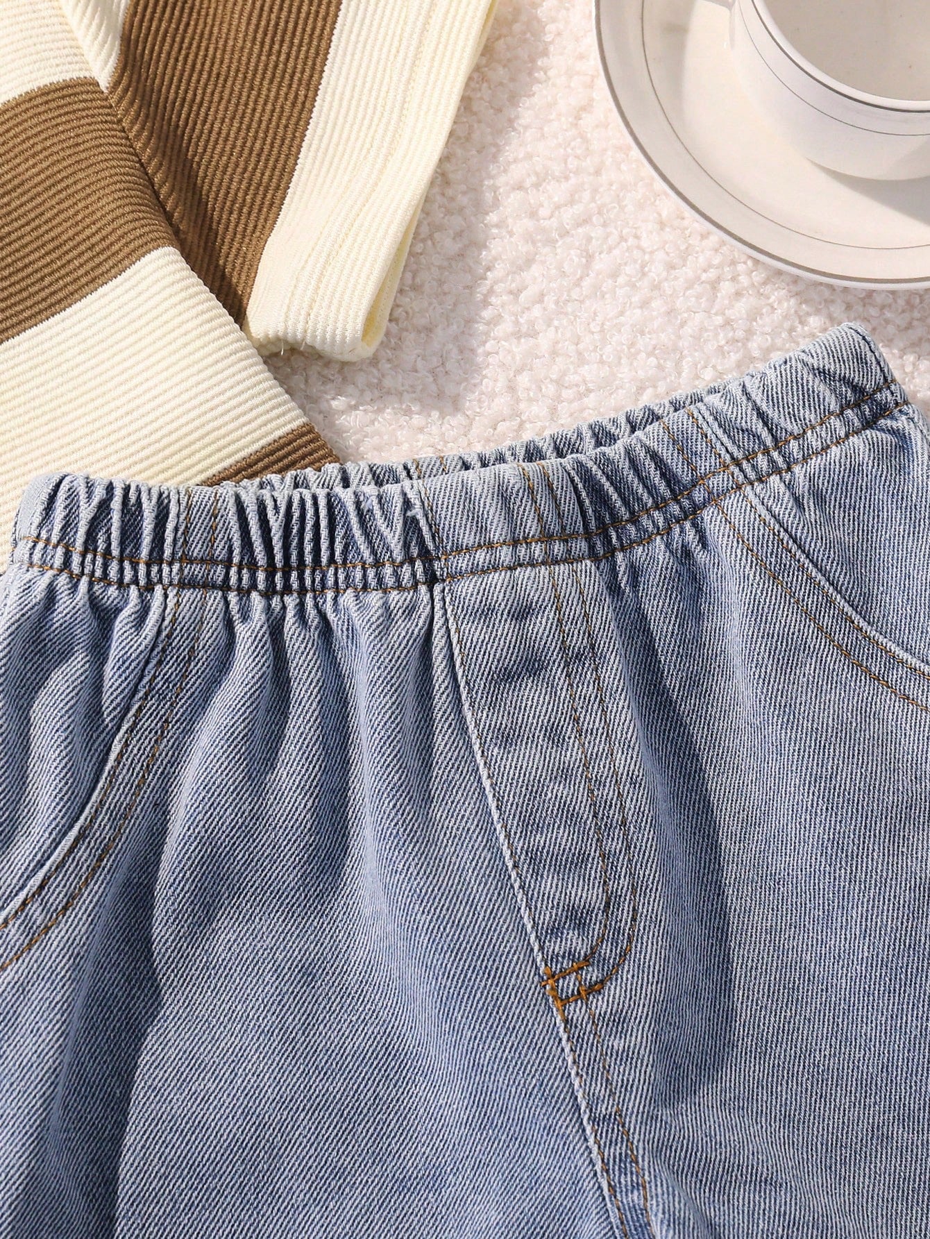 Baby Boy Casual Minimalist T-Shirt & Shorts Set, Suitable For Summer