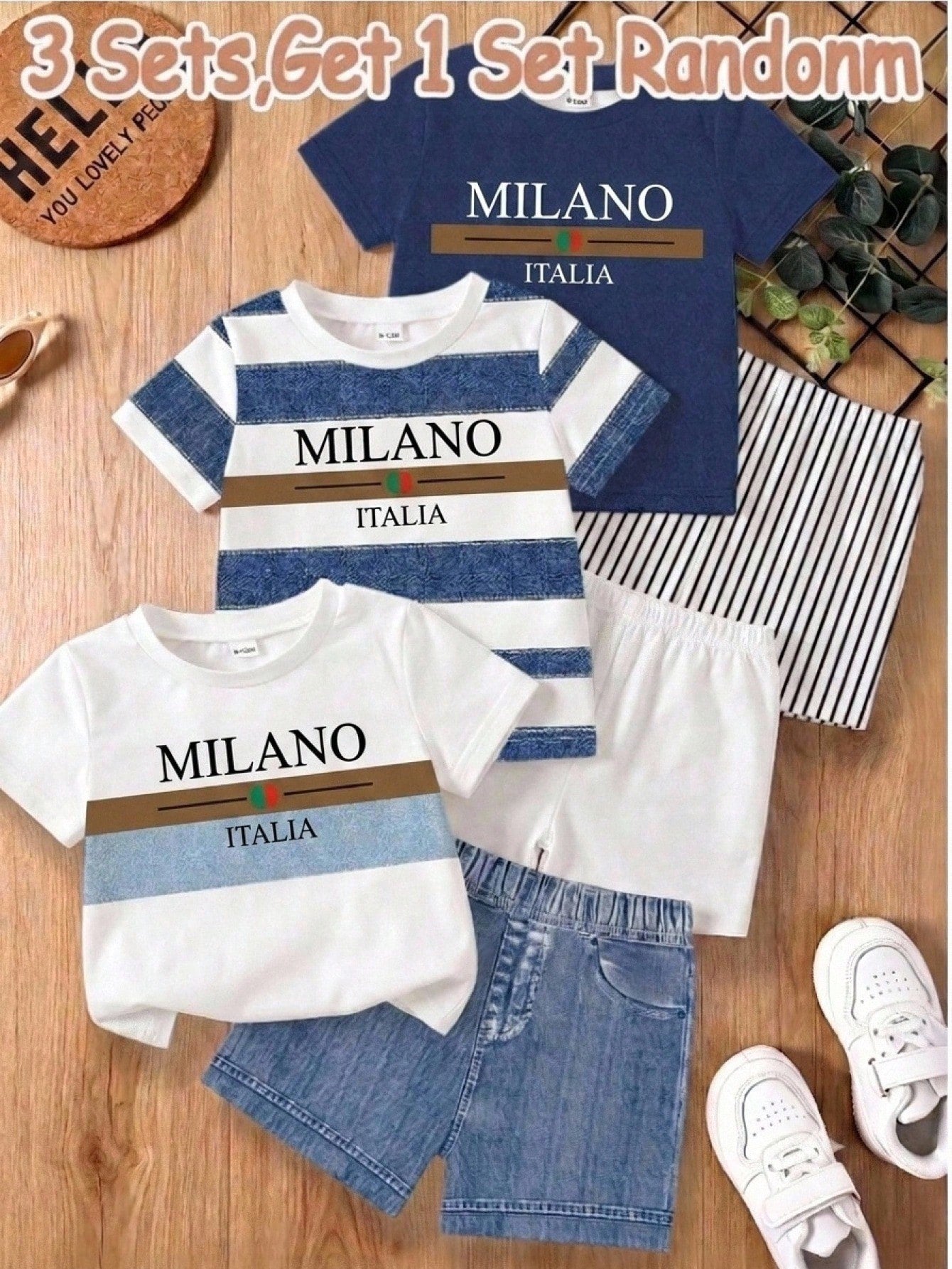 Baby Boy Casual Minimalist T-Shirt & Shorts Set, Suitable For Summer