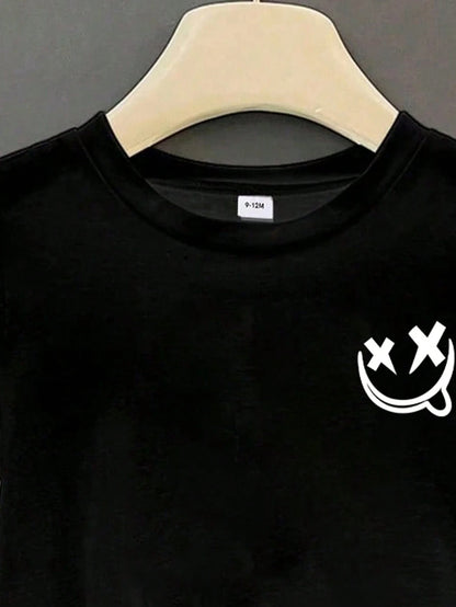 Baby Boy Letter Print Short Sleeve T-Shirt And Shorts
