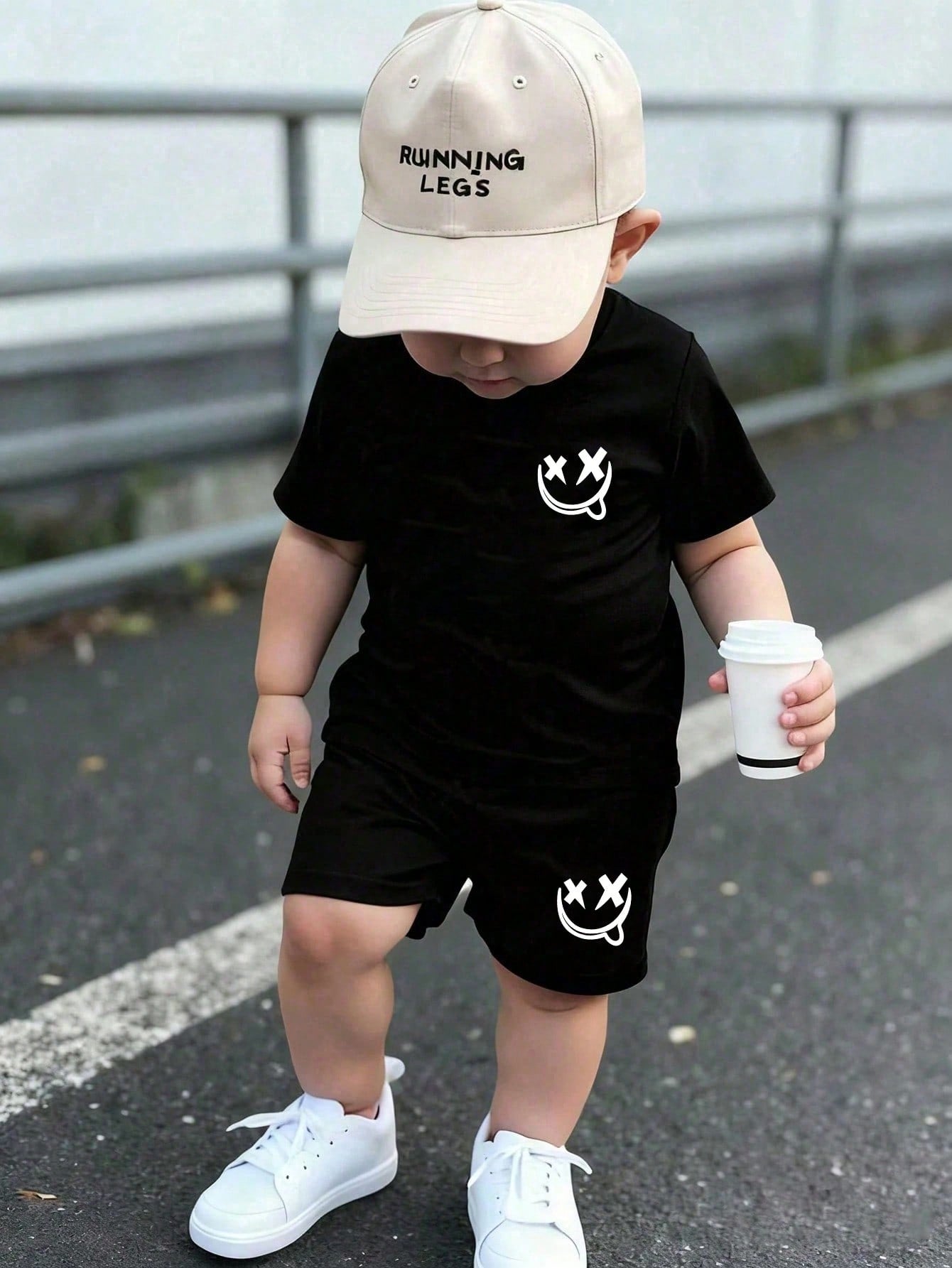 Baby Boy Letter Print Short Sleeve T-Shirt And Shorts
