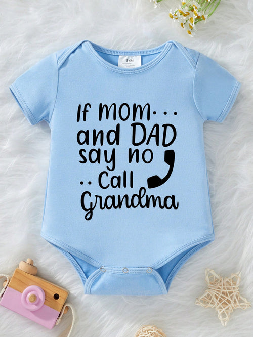 Baby Boy Slogan & Phone Design Printed Short Sleeve Bodysuit