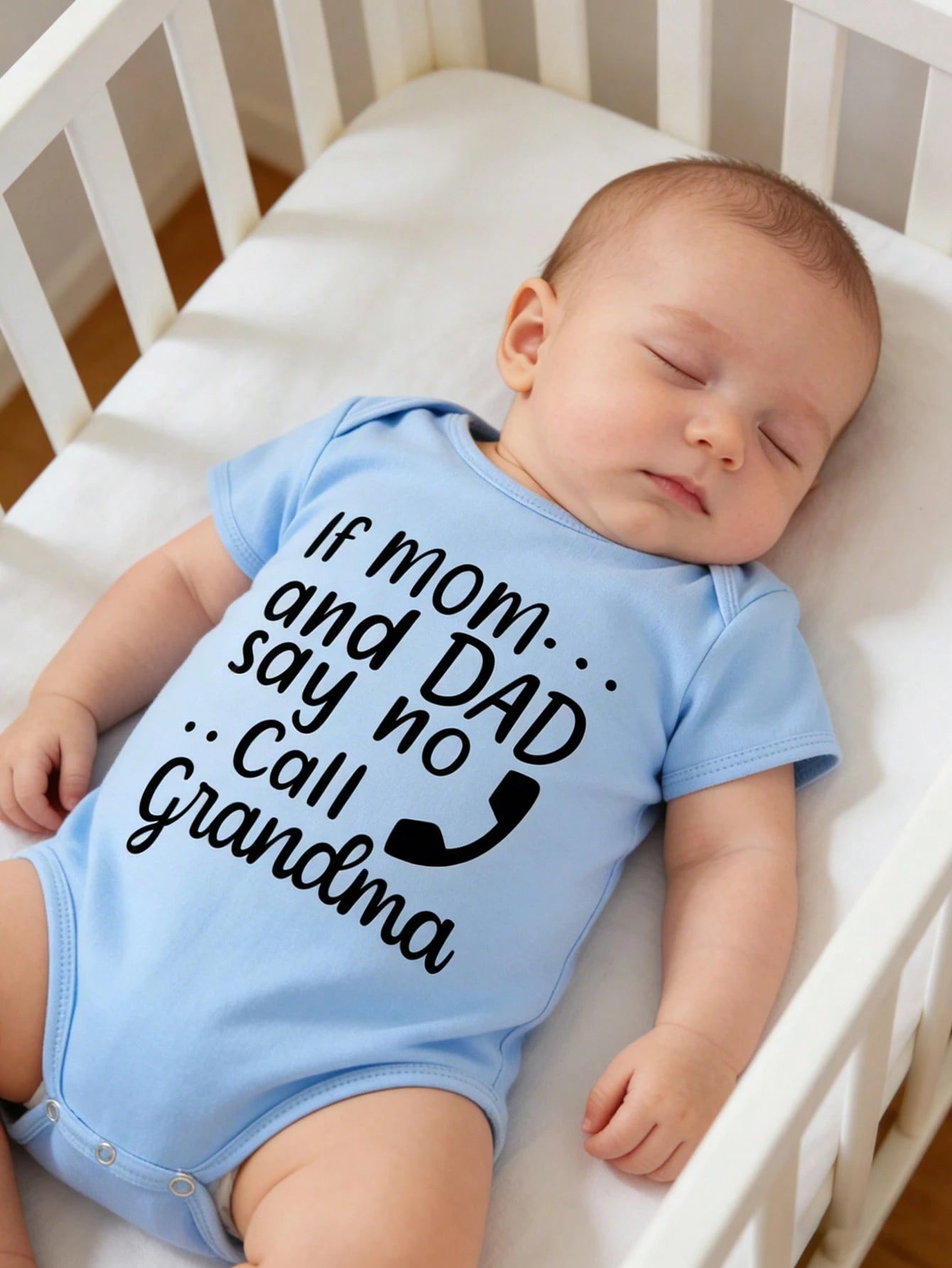 Baby Boy Slogan & Phone Design Printed Short Sleeve Bodysuit