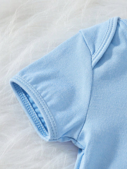 Baby Boy Slogan & Phone Design Printed Short Sleeve Bodysuit
