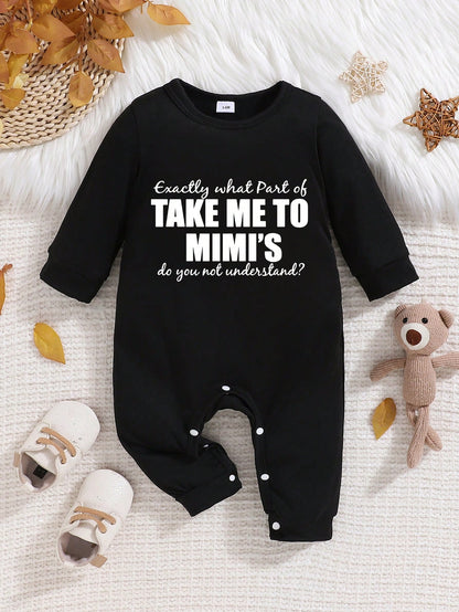 Baby Boy Slogan Print Crew Neck Long Sleeve Casual Jumpsuit