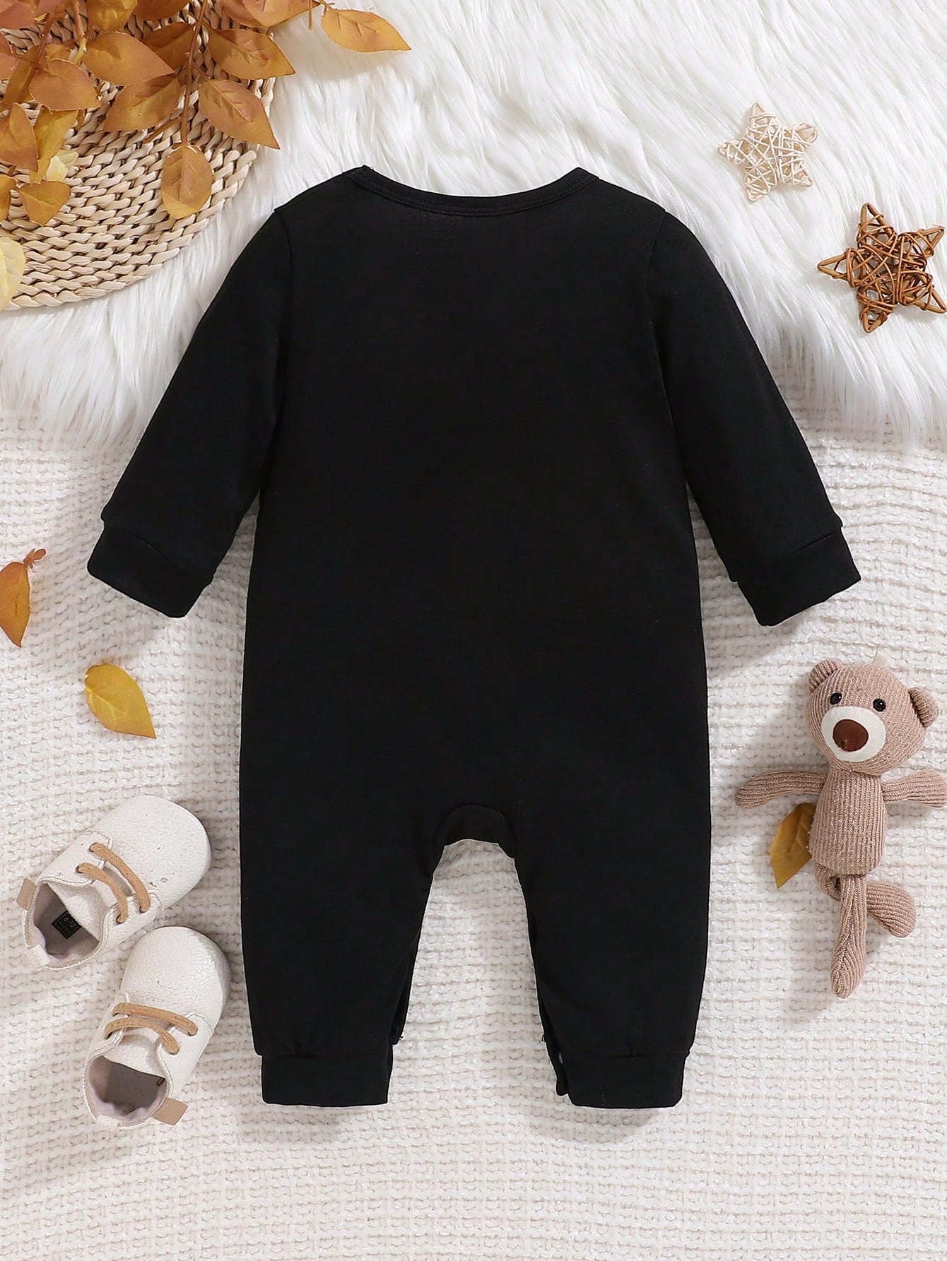 Baby Boy Slogan Print Crew Neck Long Sleeve Casual Jumpsuit