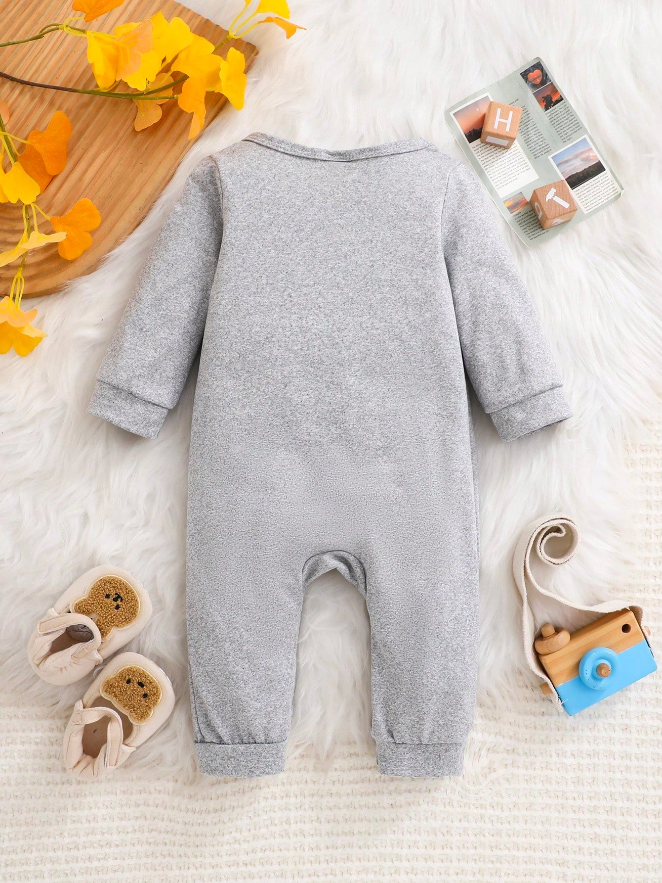 Baby Boy Slogan Print Crew Neck Long Sleeve Casual Jumpsuit