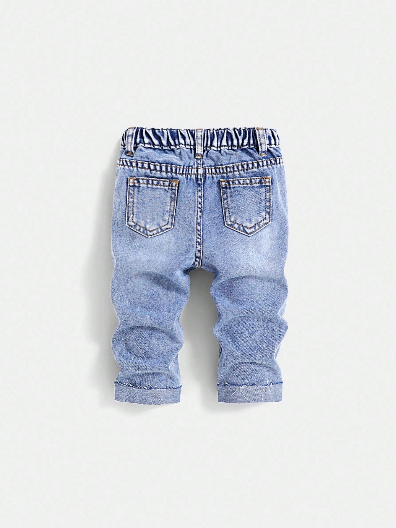 Baby Boy Spring/Summer Lightweight Comfortable Distressed Soft Denim Pants With Wash Effect
