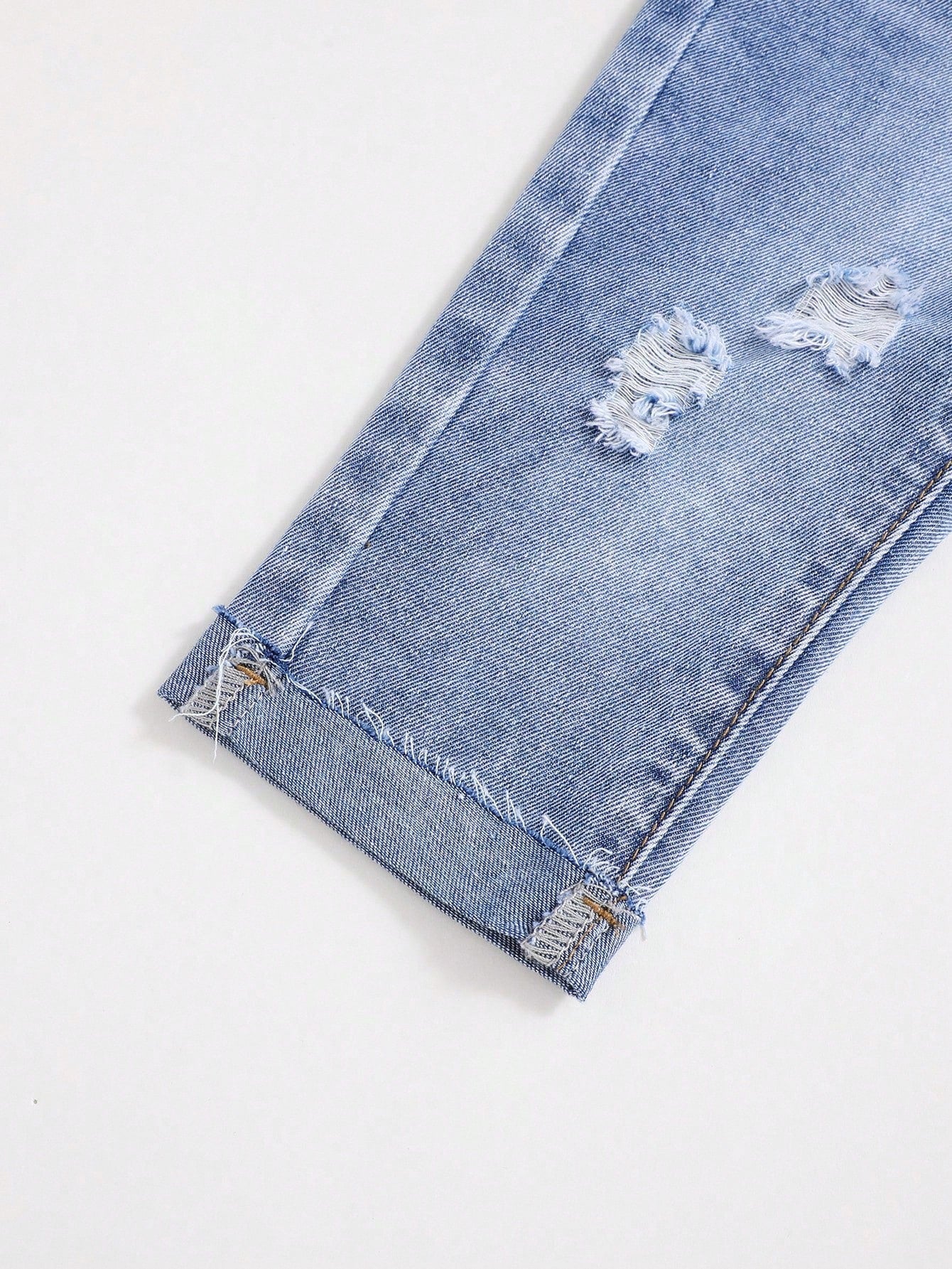 Baby Boy Spring/Summer Lightweight Comfortable Distressed Soft Denim Pants With Wash Effect