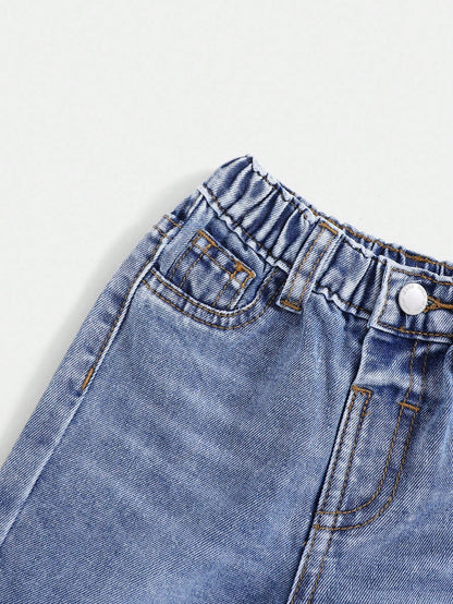 Baby Boy Spring/Summer Lightweight Comfortable Distressed Soft Denim Pants With Wash Effect