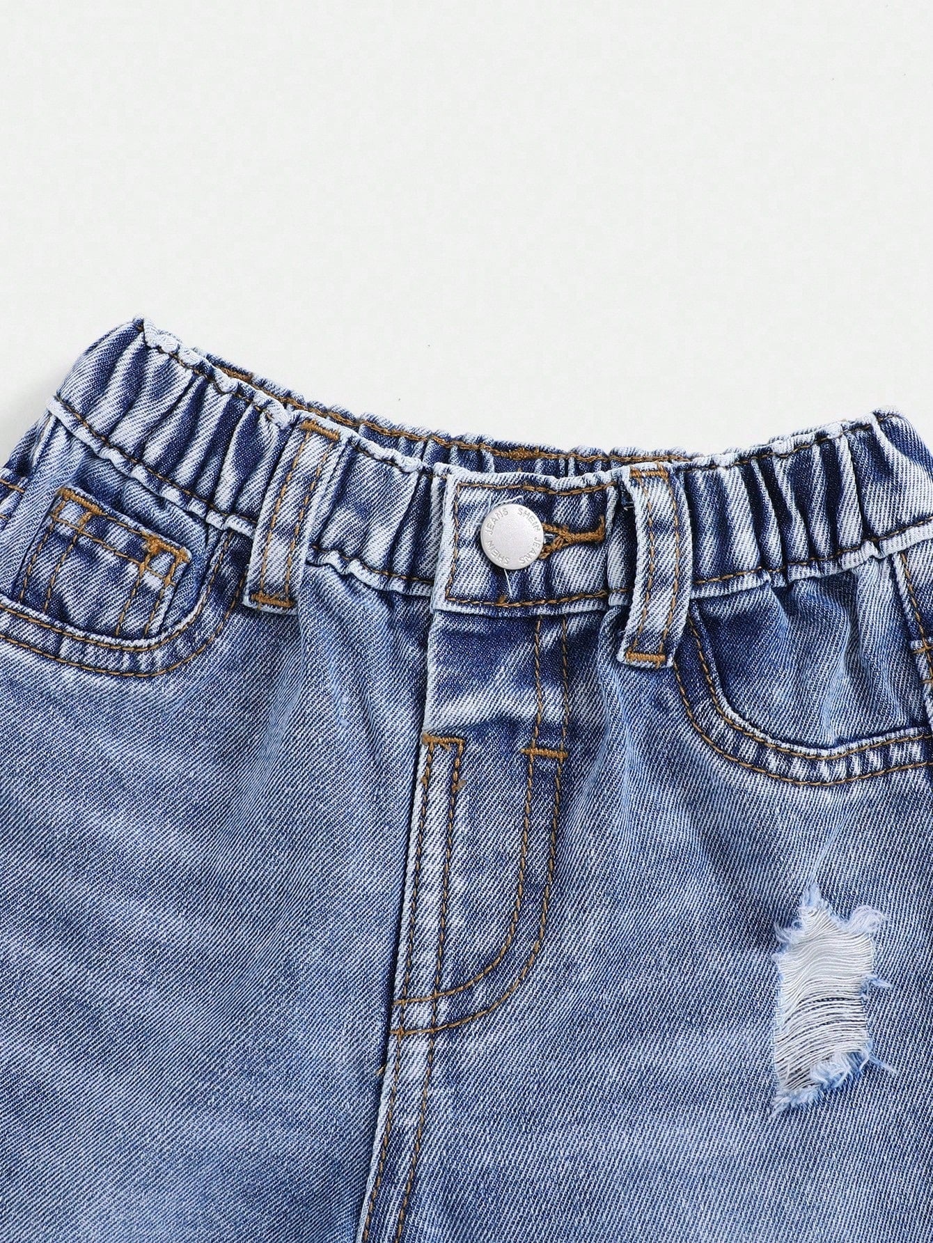 Baby Boy Spring/Summer Lightweight Comfortable Distressed Soft Denim Pants With Wash Effect