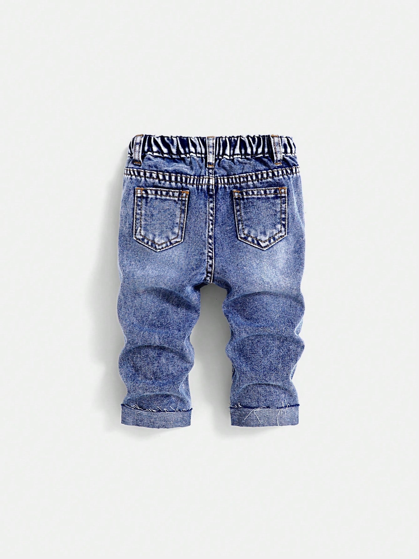 Baby Boy Spring/Summer Lightweight Comfortable Distressed Soft Denim Pants With Wash Effect