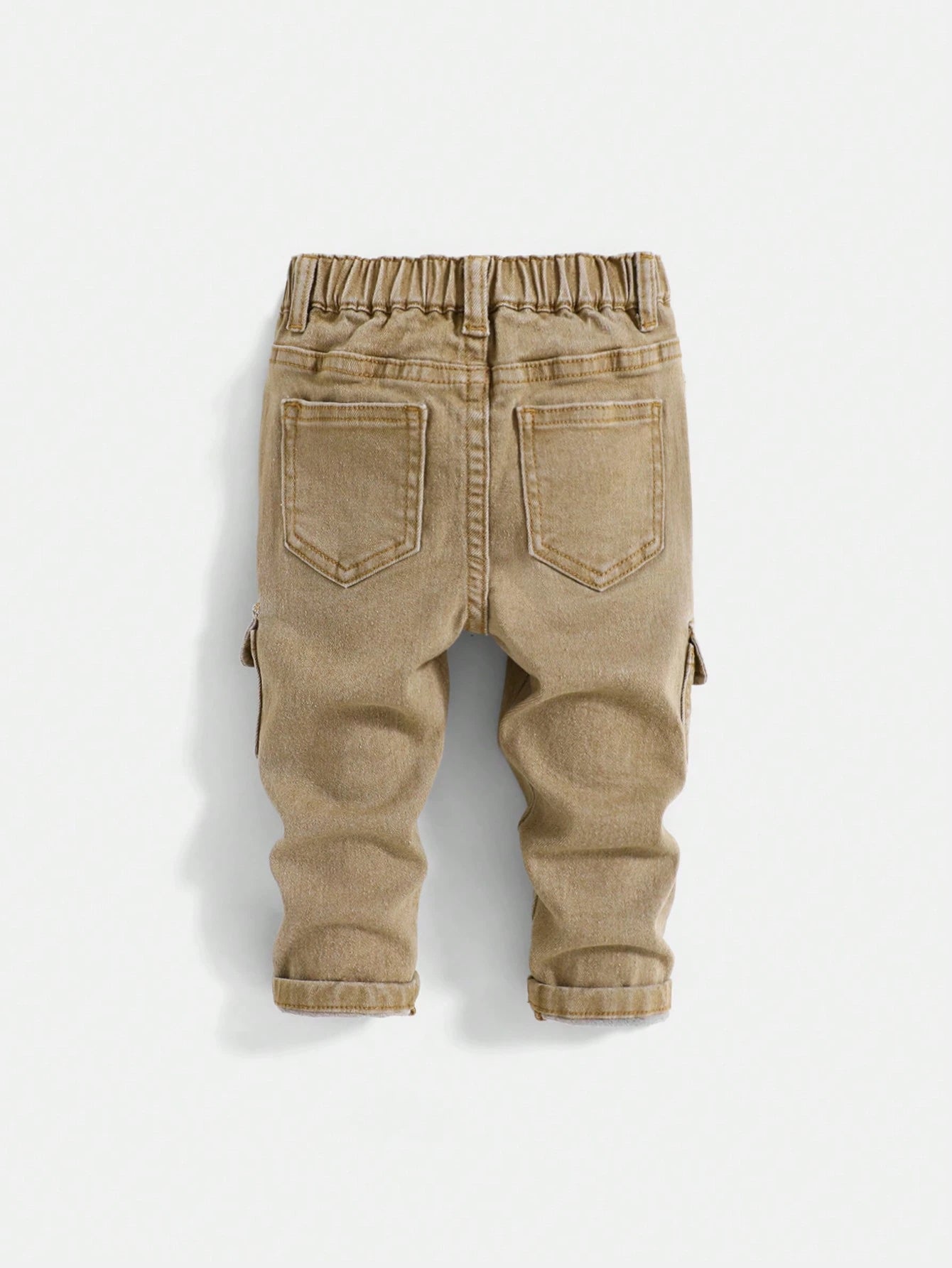 Baby Boy Street Cool Multiple Pockets High Stretch Khaki Denim Cargo Pants,Casual And Fashion Fall/Winter Clothes