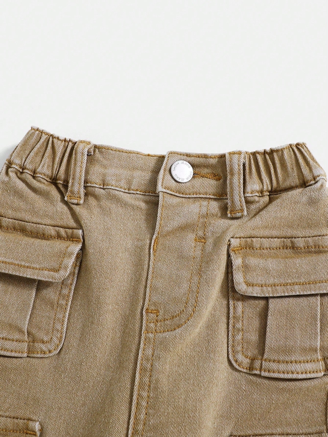 Baby Boy Street Cool Multiple Pockets High Stretch Khaki Denim Cargo Pants,Casual And Fashion Fall/Winter Clothes