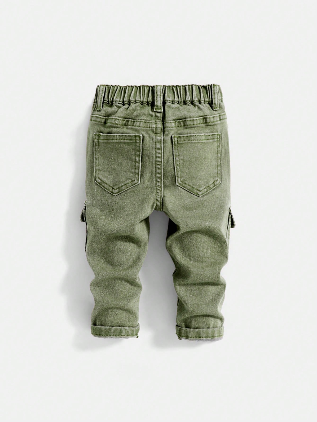Baby Boy Street Cool Multiple Pockets High Stretch Khaki Denim Cargo Pants,Casual And Fashion Fall/Winter Clothes